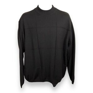 XL VINTAGE TSR MENS BLACK SWEATER LONG SLEEVE HIGH NECK KNIT ACADEMIA STRETCH
